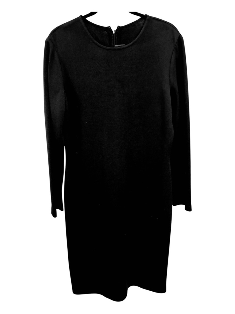 NWOT St. John Black Long-Sleeve Milano Wool Shift Dress Sz 12